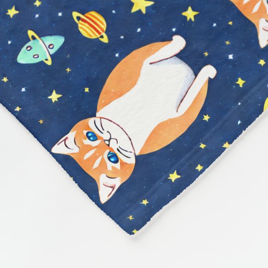 Cat Gift | Space Cat Pattern Graphic Fleecedecke (Ecke)