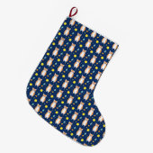 Cat Gift | Space Cat Pattern Graphic Großer Weihnachtsstrumpf (Vorderansicht (hängend))
