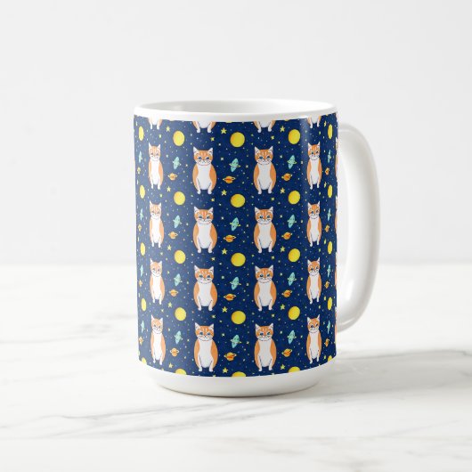 Cat Gift | Space Cat Pattern Graphic Kaffeetasse (VorderseiteRechts)