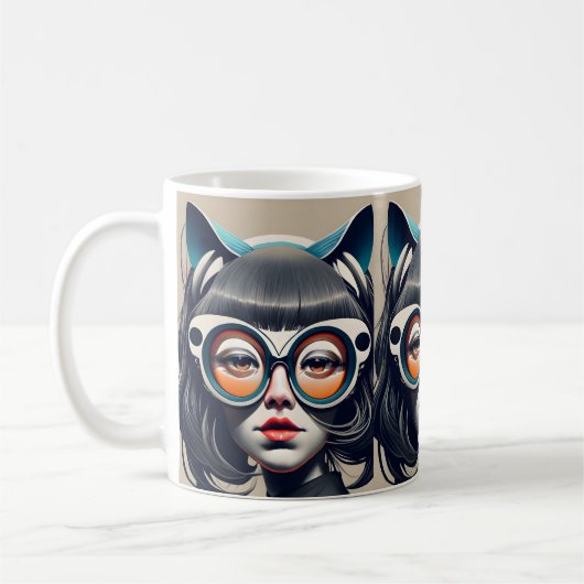 Cat Girl mit Tauchbrille Kaffeetasse (Links)