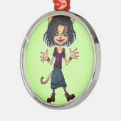 cat girl silbernes ornament (Links)