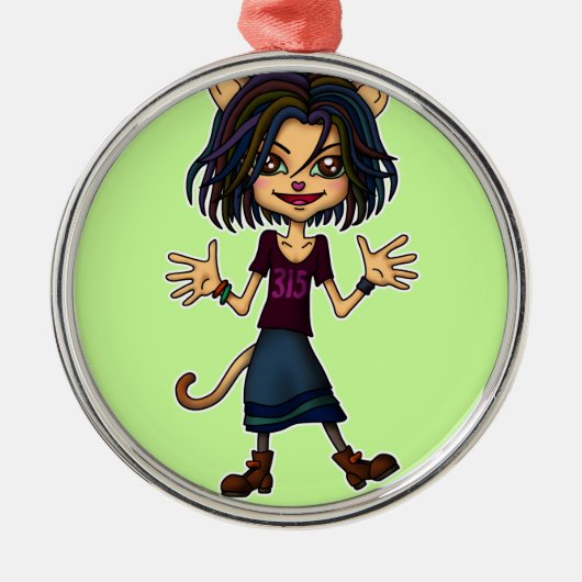 cat girl silbernes ornament (Vorne)