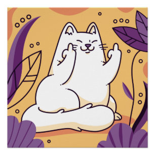 Cat giving the finger poster