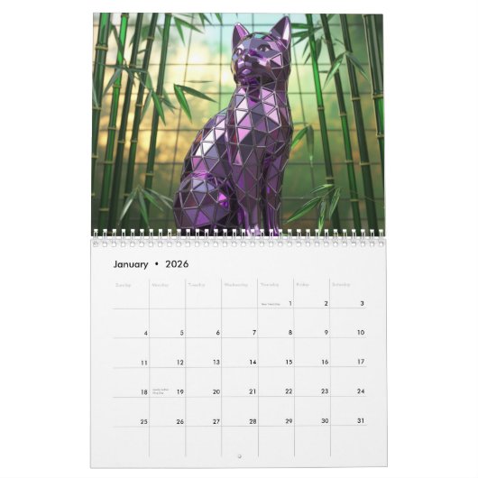Cat Glass Calendar Kalender (Jan 2026)