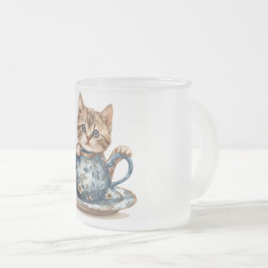 Cat Glass Cup Mattglastasse (VorderseiteRechts)