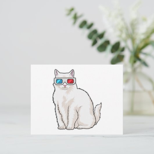 Cat Glasses Postkarte (Stehend Vorderseite)