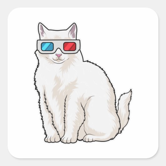 Cat Glasses Quadratischer Aufkleber (Vorderseite)