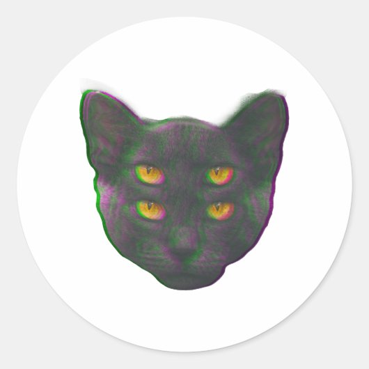 Cat Glitch Vaporwave Weird Dream Kitty Runder Aufkleber (Vorderseite)