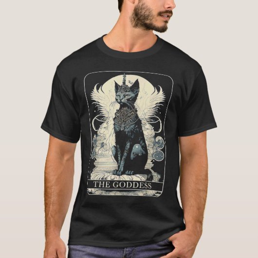 Cat Goddess Black Cat Tarot Card T-Shirt (Vorderseite)
