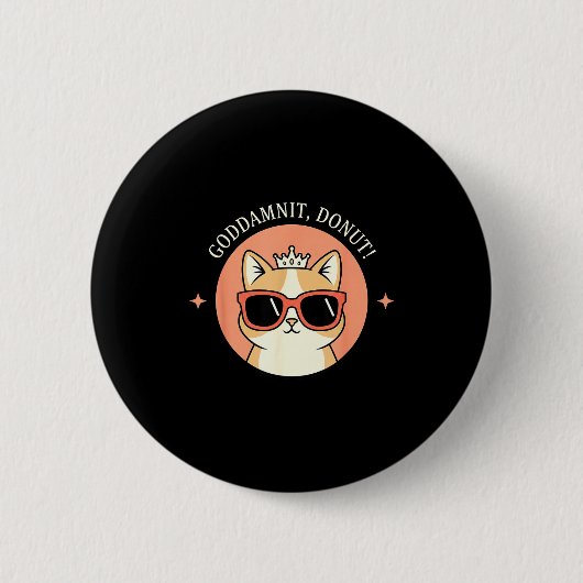 Cat - Godit, Donut! Sy Retro Cat Lover Design  Button (Vorderseite)