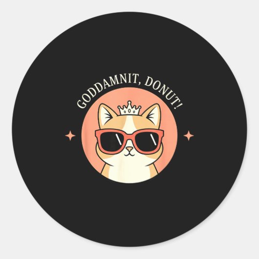 Cat - Godit, Donut! Sy Retro Cat Lover Design Runder Aufkleber (Vorderseite)