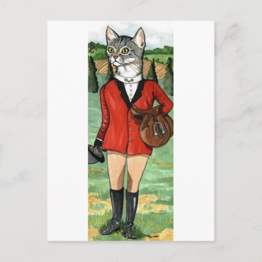 Cat goes Fox Junting HUNT CAT Postkarte (Vorderseite)