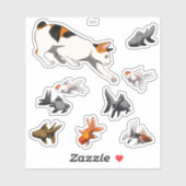 Cat Going Fishing - Stylisierte Bobtail und Goldfi Aufkleber (Blatt)