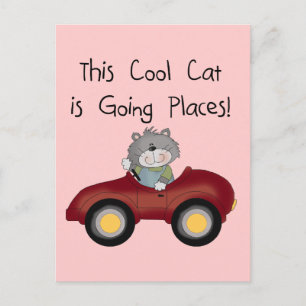 Cat Going Places Red Car Hemden und Geschenke Postkarte