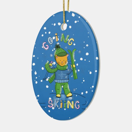 Cat going skiing Christmas ornament (Links)