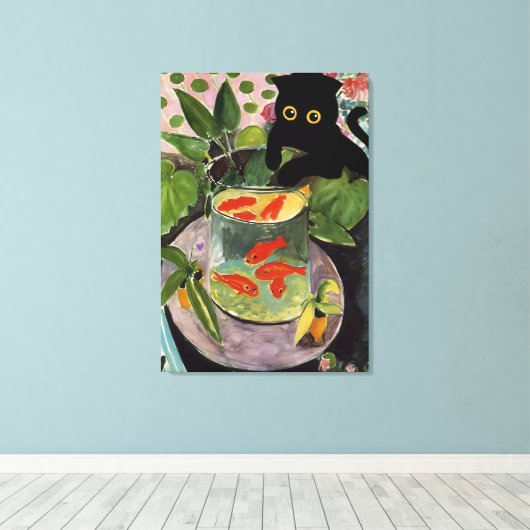 Cat Goldfish Matisse Poster Elegante Moderne Leinwanddruck (Insitu (Holzboden))