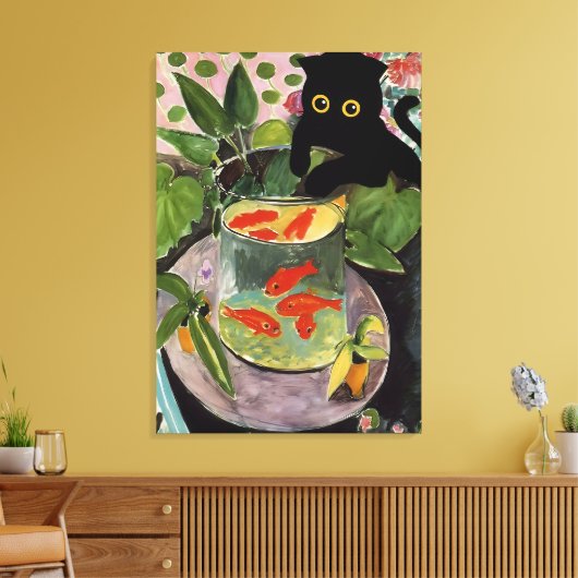 Cat Goldfish Matisse Poster Elegante Moderne Leinwanddruck (Insitu (Wohnzimmer))