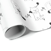 Cat Golfer Fun Niedliches Monogramm Geschenkpapier (Rolleneckpunkt)