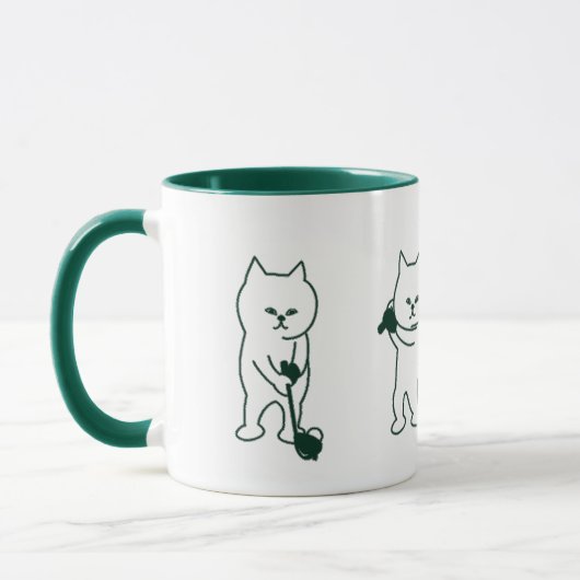 CAT-GOLFER-SCHALTFLÄCHE, FUNNY-GOLFSTROKE TASSE (Links)