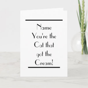 Cat Got Cream Funny Art Deco Herzlichen Glückwunsc Karte