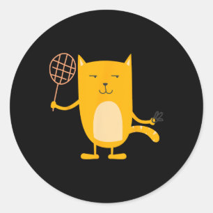 Cat Graphic Badminton Player Shuttle Sports Smash Runder Aufkleber