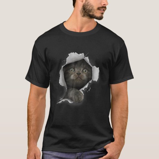 Cat Gray Cat Cat Torn Cloud Kitten T-Shirt (Vorderseite)