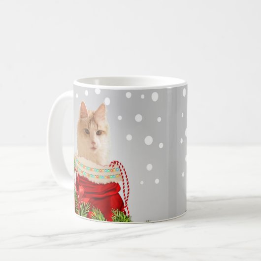 Cat Gray Christmas Kaffeetasse (Vorderseite Links)