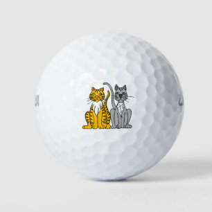 Cat Gray Yellow two Stripes Tier Mammal Golfball