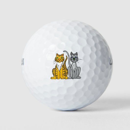 Cat Gray Yellow two Stripes Tier Mammal Golfball (Vorderseite)