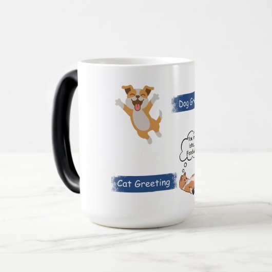 Cat Greeting Morphing Coffee Cup Verwandlungstasse (Vorderseite Links)