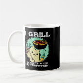 Cat Grilling Superpower Camping Grillen Funny Kaffeetasse (Links)