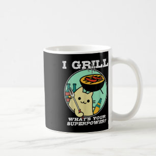 Cat Grilling Superpower Camping Grillen Funny Kaffeetasse