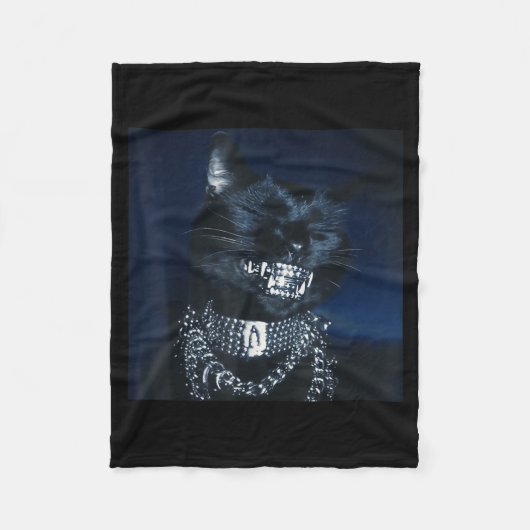 Cat Grillz Funny Kitten Meme Cat Smiling Brain Rot Fleecedecke (Vorderseite)