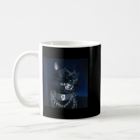 Cat Grillz Funny Kitten Meme Cat Smiling Brain Rot Kaffeetasse (Links)