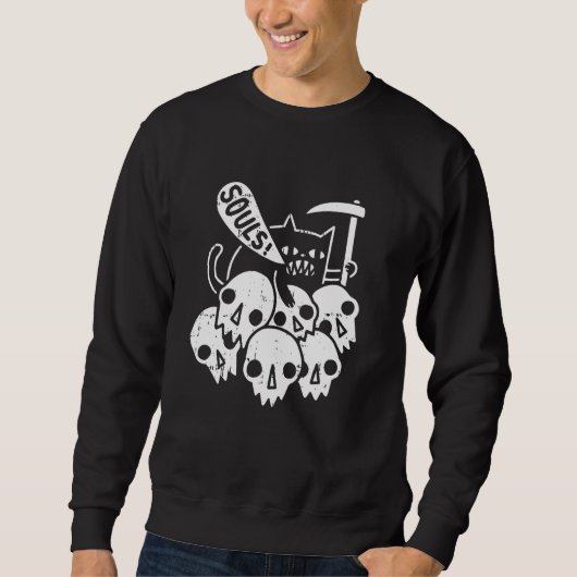 Cat Grim Sensenmann Halloween Funny Skulls Knochen Sweatshirt (Vorderseite)