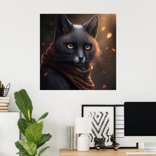 Cat Gris Poster (Heimbüro)