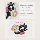 Cat Groom & Bride Save the Date Wedding Card (Vorne & Hinten)