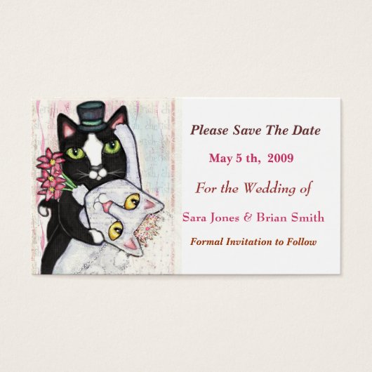 Cat Groom & Bride Save the Date Wedding Card (Vorderseite)