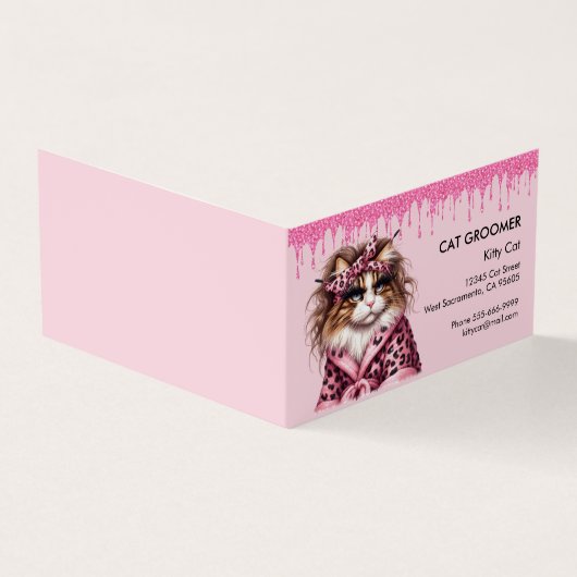 Cat Groomer Sitter Pink Glitzer Loyalität treiben Visitenkarten (Vorderseite)