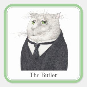 CAT-Großquadrat-Sticker BUTLER + Text Quadratischer Aufkleber