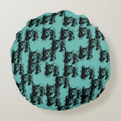 "Cat Group" grün Rundes Kissen (Rückseite)