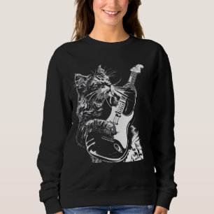 Cat Guitarist Guitar - American Bobtail Vater Mama Sweatshirt