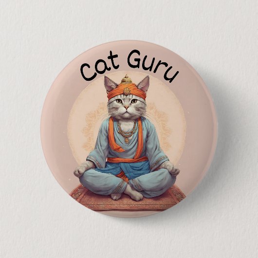 Cat Guru Yoga Master Meditation Achtsamkeit zen Button (Vorderseite)