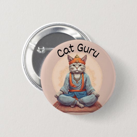 Cat Guru Yoga Master Meditation Achtsamkeit zen Button (Vorne & Hinten)