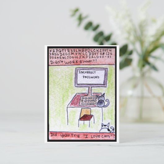 Cat Hackers Postcard Postkarte (Stehend Vorderseite)