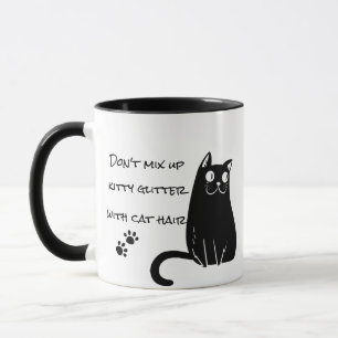 Cat Hair Glitzer Mix-up Spaß Cat Mama Geschenk Kaf Tasse