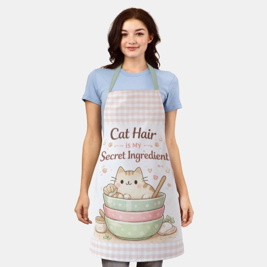 Cat Hair is My Secret Ingredient Kawaii Pastel Schürze (Getragen)