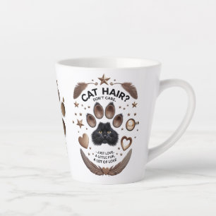 Cat Hair Keine Sorge Latte Tasse - Rosa Blumenkatz
