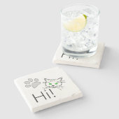 Cat - Hallo! Steinuntersetzer (Seitenansicht)