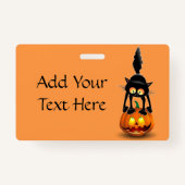 Cat Halloween erschreckter Cartoon auf Kürbiskröte Ausweis (Rückseite)